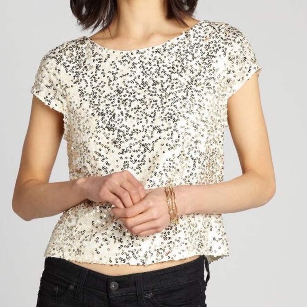 Alice + Olivia Gold Sequin Top